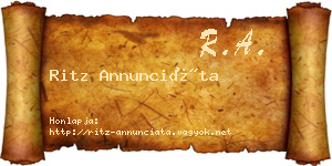 Ritz Annunciáta névjegykártya